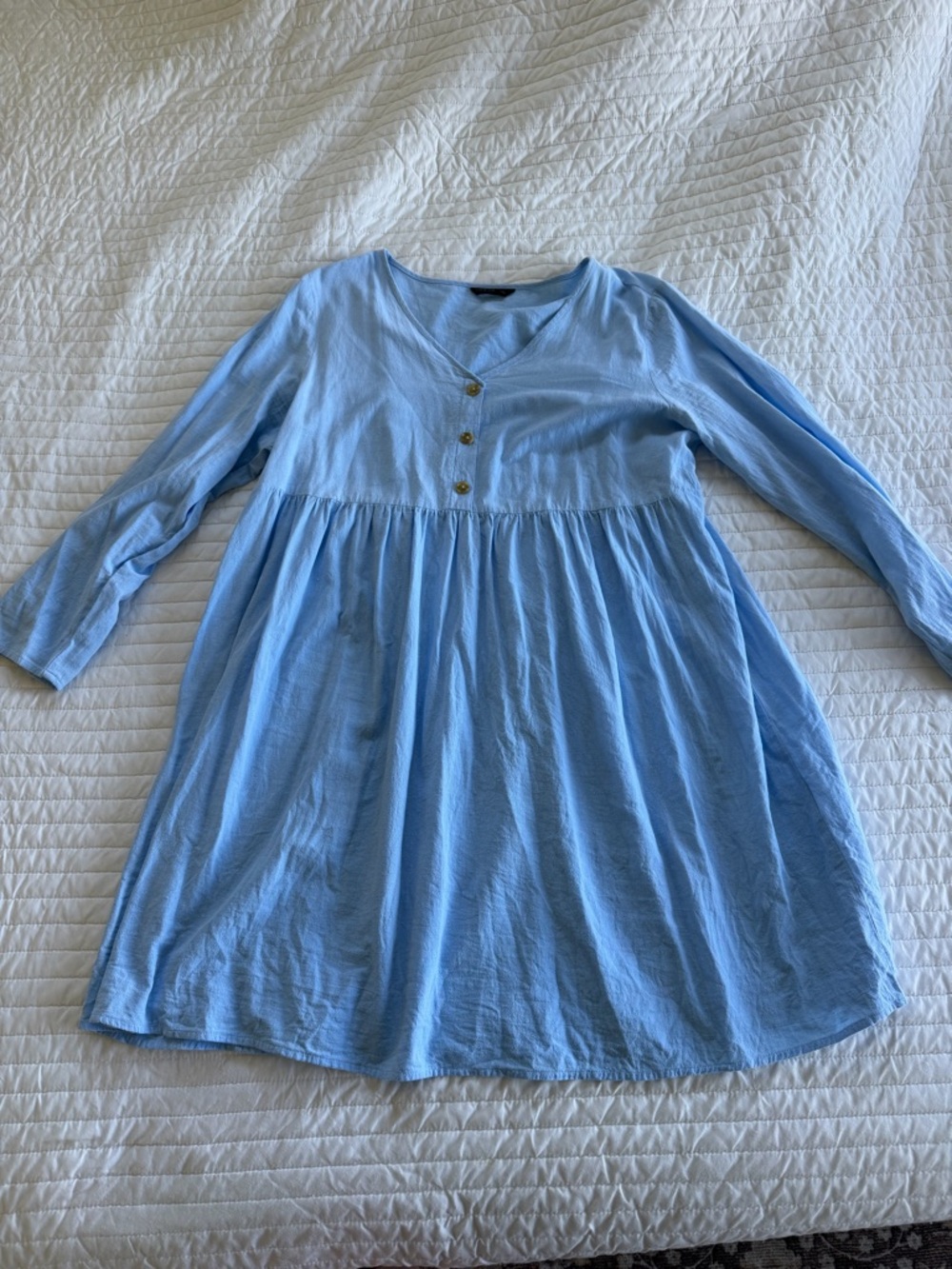 Light Blue Button-Front Tunic Dress 1XL